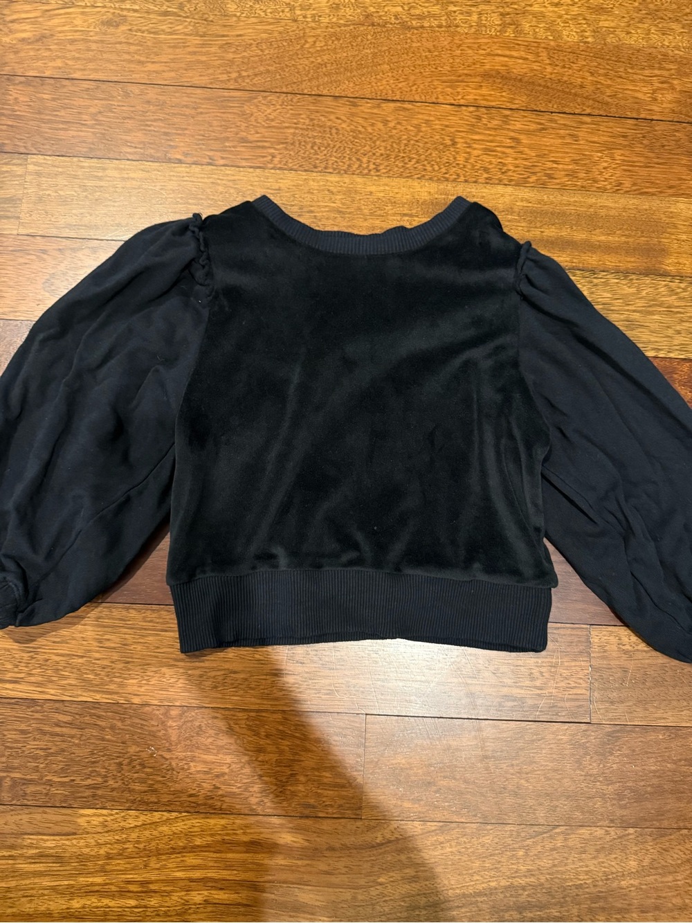 Splendid Black Velvet Puff Sleeve Sweatshirt Sz 8